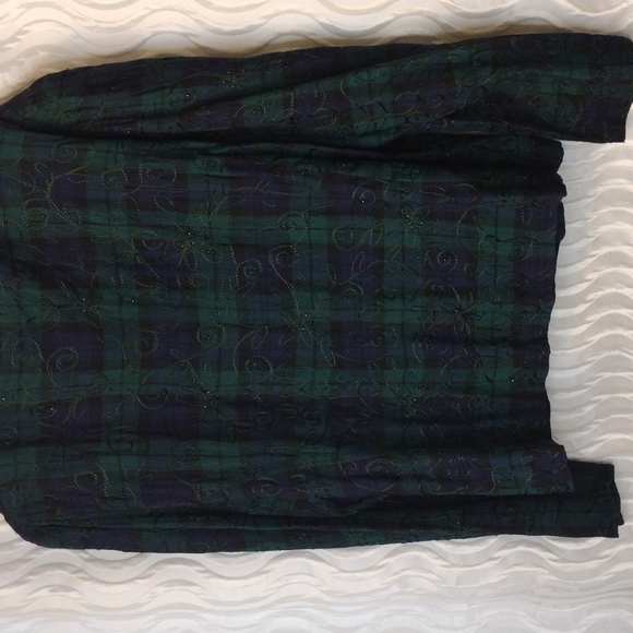 Rare VTG L.G.S. Embellished Embroidered Sz 14 Plaid long sleeve buttonup Blouse - Picture 3 of 11